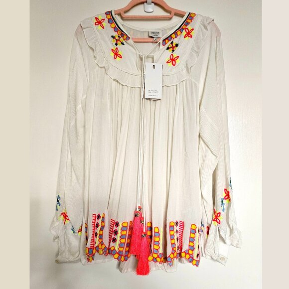 NWT! Anthropologie Hemant & Nandita Long Sleeve Lucent  Crinkle Rayon Blouse, XS - Picture 1 of 11
